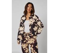 Urban Bliss Women's Cream Cow Print Jacket | Size: 14 Urban Bliss Multicolor 14