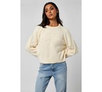 Urban Bliss Women's Cream Embroidered Raglan Jumper | Size: 14 Urban Bliss Cream 14