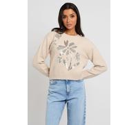 Urban Bliss Women's Cream Wool Blend Sequin Floral Jumper | Size: 14 Urban Bliss Cream 14
