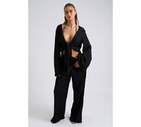 Urban Bliss Women's Crinkle Beach Trousers in Black | Size: 8 Urban Bliss Black 8
