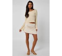 Urban Bliss Women's Draped Mini Skirt with Beading in Stone | Size: 12 Urban Bliss Stone 12