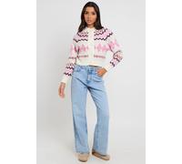 Urban Bliss Women's Fairisle cardigan with covered buttons in White | Size: 14 Urban Bliss White 14