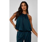 Urban Bliss Women's Halterneck Ruched Top with Bubble Hem in Green | Size: 12 Urban Bliss Green 12