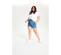 Urban Bliss Women's Liv paperbag denim short plus in Mid Blue | Size: 24 Urban Bliss Mid Blue 24