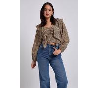 Urban Bliss Women's Liv Ruffle Floral Blouse in Green | Size: 8 Urban Bliss Green 8