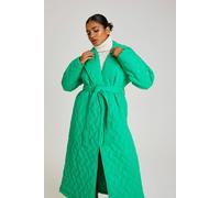 Urban Bliss Women's Longline Quilted Belted Jacket in Green | Size: 14 Urban Bliss Green 14