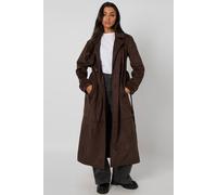 Urban Bliss Women's Longline Suede Trench Coat in Chocolate | Size: 12 Urban Bliss Chocolate 12