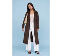 Urban Bliss Women's Longline Suede Trench Coat in Chocolate | Size: 14 Urban Bliss Chocolate 14