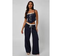 Urban Bliss Women's Low Rise Tie Trouser in Blue | Size: 16 Urban Bliss Blue 16