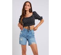 Urban Bliss Women's Noelle Sheered Ruched Top in Black | Size: 12 Urban Bliss Black 12