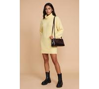 Urban Bliss Women's Pink Wool Blend Roll Neck Mini Dress in Lemon | Size: Large Urban Bliss Lemon L