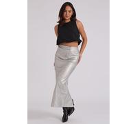 Urban Bliss Women's PU Split Back Maxi Skirt in Silver | Size: 8 Urban Bliss Silver 8