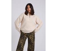 Urban Bliss Women's ribbed oversized half zip jumper in Stone | Size: Medium Urban Bliss Stone M