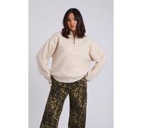 Urban Bliss Women's Ribbed Oversized Half Zip Jumper in Stone | Size: Small Urban Bliss Stone S