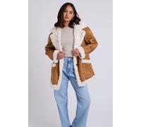 Urban Bliss Women's Suede Bonded Mid Length Jacket in Brown | Size: 16 Urban Bliss Brown 16