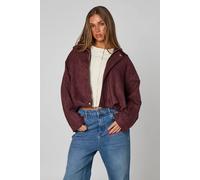 Urban Bliss Women's Suede Collared Bubble Hem Jacket in Plum | Size: 12 Urban Bliss Plum 12