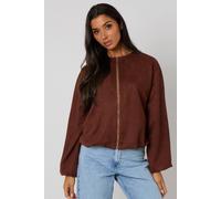 Urban Bliss Women's Suede Jacket in Chocolate | Size: 16 Urban Bliss Chocolate 16