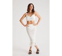 Urban Bliss Women's Tassel Open Stitch Top & Midi Skirt in White | Size: 14 Urban Bliss White 14