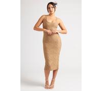 Urban Bliss Women's Textured Scoop Back Midi Dress in Light Tan | Size: 8 Urban Bliss Light Tan 8