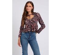 Urban Bliss Women's Tulipa Cut Out Tie Neck Top | Size: 8 Urban Bliss Multicolor 8