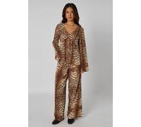 Urban Bliss Women's Zebra Wide Leg Trousers | Size: 14 Urban Bliss Multicolor 14