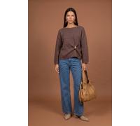 Urban Bliss Wool Blend Gold Trim Jumper In Brown Brown