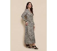 Urban Bliss Zebra Long Sleeve Metallic Dress Khaki Pattern - 12
