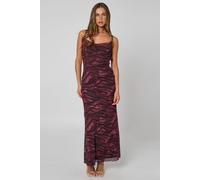 Urban Bliss Zebra Ruffle Maxi Corset In Burgundy Burgundy