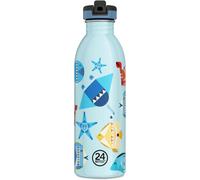 24BOTTLES Kids Water Bottle with Straw for Elementary School and Kindergarten 500 ml, Children's Water Bottle 100% Airtight in Stainless Steel BPA Free Ultralight [Non-Thermal], Sea Friends 500 ml