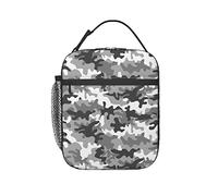 Urban Camouflage Insulated Lunch Bags for Women and Men, Reusable Gray Camo Lunch Boxes, Tote Bag,Black White Lunch Containers fo