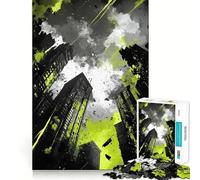 Urban Chaos Jigsaw 1000 Pieces for Teenagers Memory Train Fun Clean Seamless Connection Relaxing Indoor Group Activity (38x26cm)