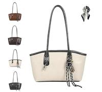 Urban Chic Large Capacity Retro Tote Bag, Women's Waterproof Leather Shoulder Bag, Work Office Travel Essentials(White)