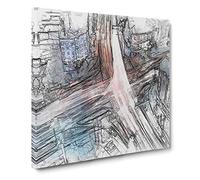 Urban City Lights Canvas Print | Gallery Wrapped 30mm Frame Wall Art | 14x14 inches | Ready to Hang | Modern Cityscape Picture | Living Room Bedroom Lounge Office