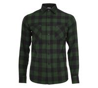 Urban Classics Men's Checked Flannel Shirt Casual Button-Down Shirt, Longsleeve Dress Shirt with Forearm Buttons, Regular Fit, 100% Flannel Yarn blk/forest L