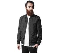 Urban Classics Men's Light Bomber Casual Flight Fitted Waist and Cuffs, Longsleeve Jacket with Pockets and Zipper, Black, XL