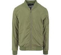Urban Classics Men's Light Bomber Casual Flight Fitted Waist and Cuffs, Longsleeve Jacket with Pockets and Zipper, Olive, M