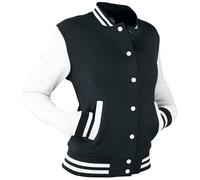 Ladies teddy jacket large sizes urban classic 2-tone college sweat Noir 4XL