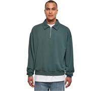 Urban Classics B0B6JWL5GV Men's Pullover Half Zip Shirt Collar Crew Oversized Fit Overcut Shoulders Available in 2 Sizes S to 5XL, Bottle Green, L