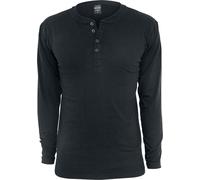 Urban Classics Men's Basic Henley L/S Tee Sweatshirt, Black (Black 7), Large