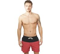 Urban Classics Men's Block Swim Shorts Trunks - Black/Red - L