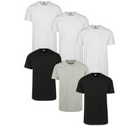 Urban Classics Basic Tee 6-Pack Men's T-Shirt Slim Fit 100% Cotton Round Neck