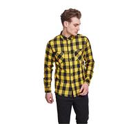 Urban Classics Men's Checked Flannel Shirt Casual Button-Down Shirt, Longsleeve Dress Shirt with Forearm Buttons, Regular Fit, 100% Flannel Yarn blk/honey 4XL