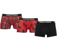 Urban Classics Boxershort Boxer Shorts 3-Pack Red Plaid Aop+Moose Aop+Black