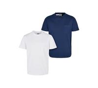 Urban Classics Boy's Organic Cotton Basic Pocket Tee Pack of 2 T-Shirt, White/Dark Blue, 5 Years