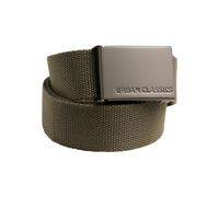 Urban classics - CANVAS fabric belt, adjustable to 120cm Olive/silver One Size