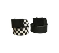 Urban Classics Check and Solid Canvas Belt Pack of 2, Black/Off-White, Small-Medium