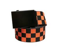 Urban Classics Check and Solid Canvas Belt Pack of 2, Black/Orange, Small-Medium
