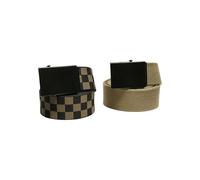 Urban Classics Check and Solid Canvas Belt Pack of 2, Olive/Black, Small-Medium