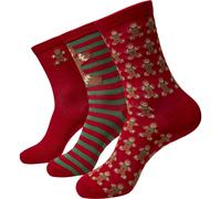 Urban Classics Christmas Socks Gingerbread Lurex 3-Pack Christmas Design Socks