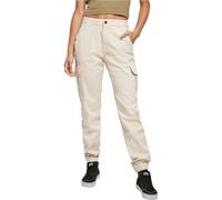 URBAN CLASSICS Combat Cargo Trousers for Women, Cargo Joggers Trousers for Women, Stretch Casual High-Waist Cargo Trousers, Combat Casual Trousers, Colour: Whitesand, Size: 33